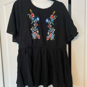 Never Worn SHEIN black and flora flare waist top